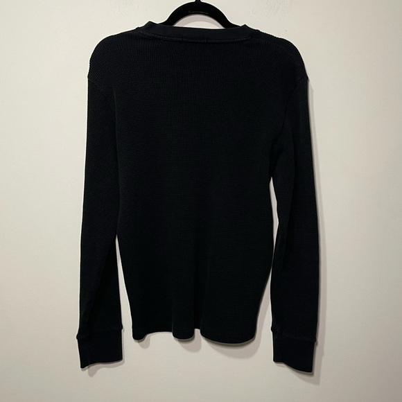 Theory men's Black long sleeve waffle knit crewneck casual sweater in size M - Picture 6 of 6